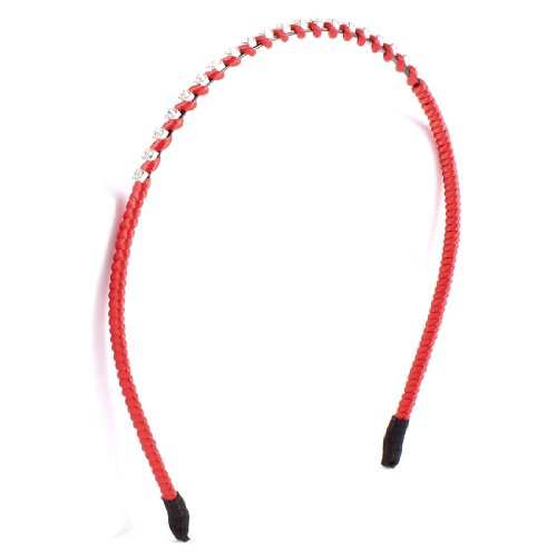 Ruilogod Mädchen-Rot geflochtenen Seil prickelnde Strass-Dekor-Haarband-Haar-Band von Ruilogod