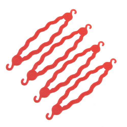 Ruilogod Mädchen-rote Plastik-flexible Haarnadel-Pferdeschwanz-Brötchenhalter 4-tlg von Ruilogod
