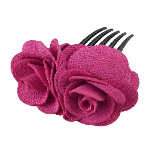 Ruilogod Magenta Blume geformt 5 Zähne Haarspange Haarschneider für Damen von Ruilogod