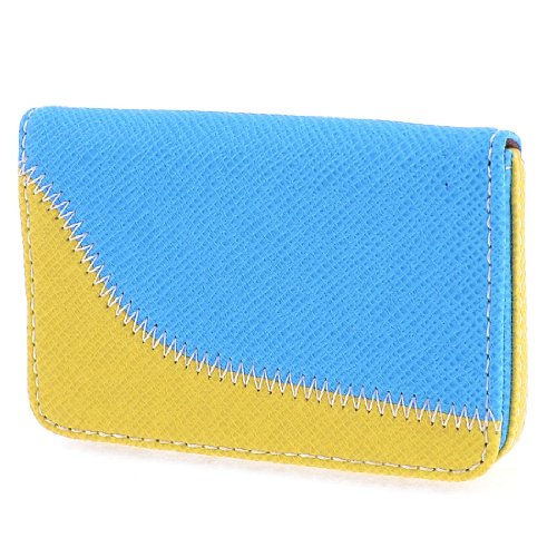 Ruilogod Magnetischer Verschluss gelbblauer Rechteck-Faux-Leder-Speicherhalter für ID-Karte von Ruilogod