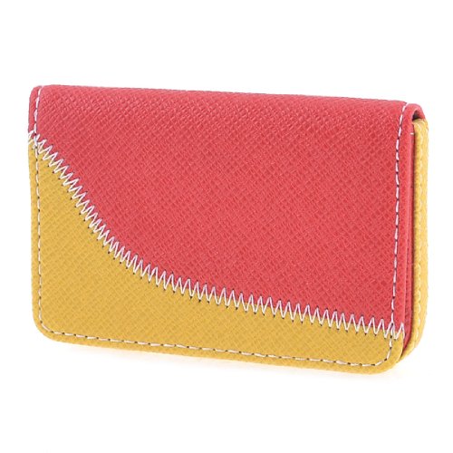 Ruilogod Magnetischer Verschluss rot gelber Rechteck-Faux-Leder-Speicherhalter für ID-Karte von Ruilogod