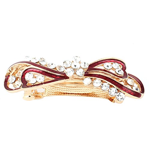 Ruilogod Metall Frauen Strass eingelegter Frühling geladene Haarspange Goldton rot von Ruilogod