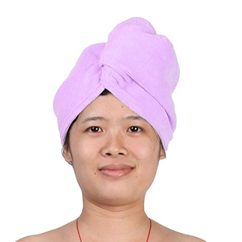 Ruilogod Mikrofaser-Badezimmer-Dreieck-Dusche Bade-Haar-Wrap-Handtuch Trockenkappe Hut 2 stücke lila von Ruilogod