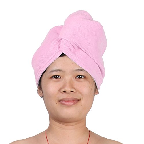 Ruilogod Mikrofaser-Badezimmer-Dreieck-Dusche Badehülle Wrap-Handtuch Trockenkappe Hut 2 stücke Rosa von Ruilogod