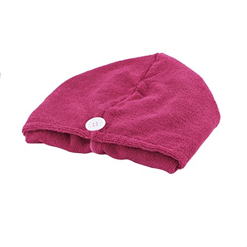 Ruilogod Mikrofaser-Dame Triangle Dusche Bade Bad Trocknen der Haare Trockene Kappe Handtuch Magenta von Ruilogod