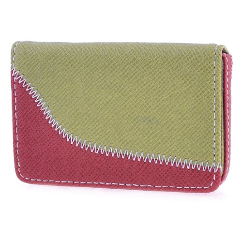 Ruilogod Nähen Saum Olive Green Red Litchi Faux Lederkarten Case Halter Container von Ruilogod