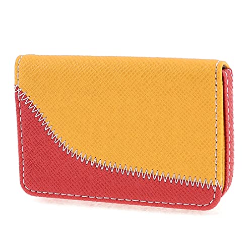 Ruilogod Nähende Saum orange rotes Litschi-Faux-Leder-Kreditkarten-Fallhalter-Container von Ruilogod