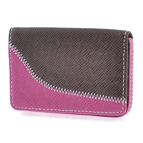 Ruilogod Nähte Braune Fuchsia Kunstleder Flanell Futter Flap Visitenkartenorganisator von Ruilogod