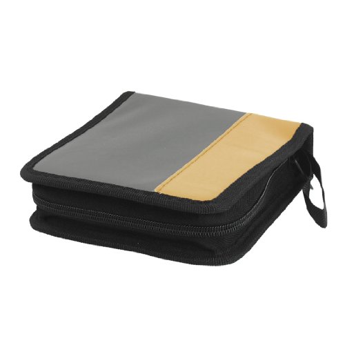 Ruilogod Navy Blue Brown Faux Leder Cover Reißverschluss 40 Kapazität DVD Holder Bag Hülle von Ruilogod