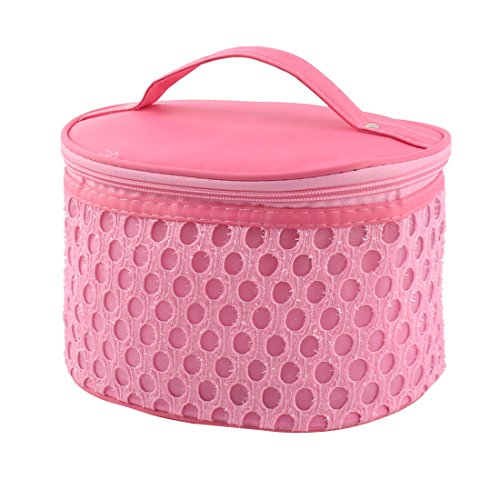 Ruilogod Nylon-Frauen-Dame-Reisen Reißverschluss Kosmetik Make-up Handtaschen-Speicher-Rosa von Ruilogod