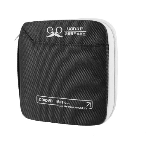 Ruilogod Nylon-Oberfläche 32 stücke Kapazität DVD VCD-Disc-Reißverschluss-Tasche-Tasche Schwarz W-Handgurt von Ruilogod