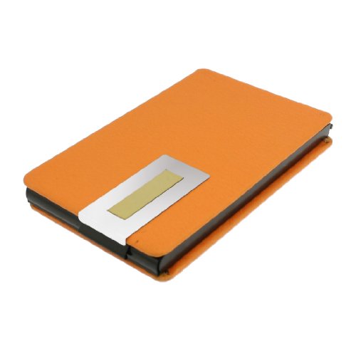 Ruilogod Orange Faux Leder überdachter Lichee Muster Vertical ID Bank Card Organizer Fall von Ruilogod