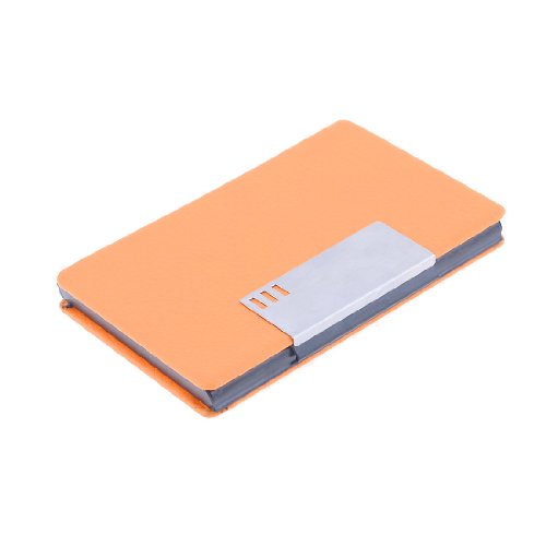 Ruilogod Orange Faux-Lederbeschichteter BLK Aluminiumlegierungs-Futter-Namenskartenhalter von Ruilogod