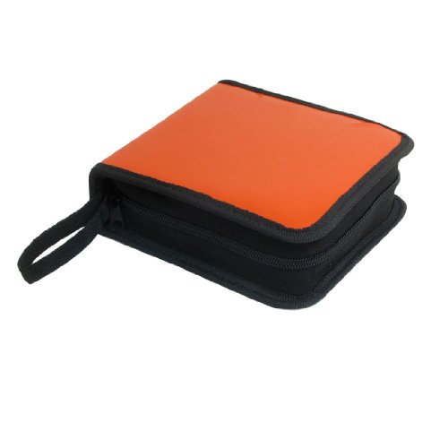 Ruilogod Orange Kunstleder Reißverschluss 40 PC DVD Disc-Beutel-Halter von Ruilogod