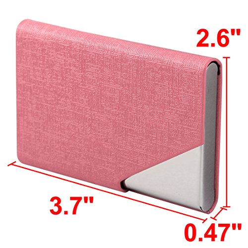 Ruilogod Outdoor Travel Faux Leder Magnetischer Schließung Geschäftsname Credit ID Karten Fall Kasten Halter Container Organizer Rosa von Ruilogod