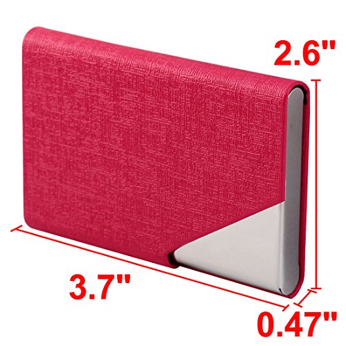 Ruilogod Outdoor Travel Faux Leder Magnetischer Schließung Geschäftsname Kredit ID Karten Fall Kasten Halter Container Organizer Fuchsie von Ruilogod