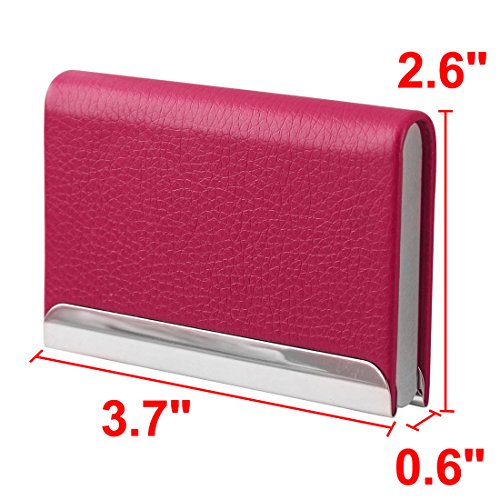 Ruilogod Outdoor Travel Metal Magnetischer Schließung Geschäftsname Kredit-ID-Karten-Fall-Kasten-Halter-Organizer Fuchsie von Ruilogod