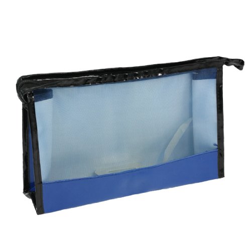 Ruilogod PU-Kunststoff-Reißverschluss Verschluss Mesh Makeup Kosmetiktasche Blau Schwarz Für Damen Mädchen von Ruilogod