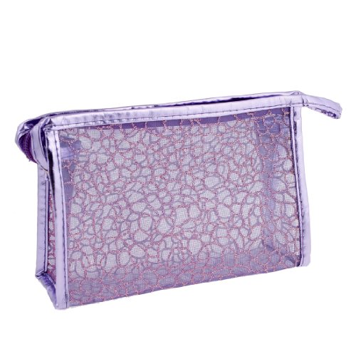 Ruilogod PVC Nylon Textur Reißverschluss Kosmetik Make-up-Tasche lila für Damen von Ruilogod