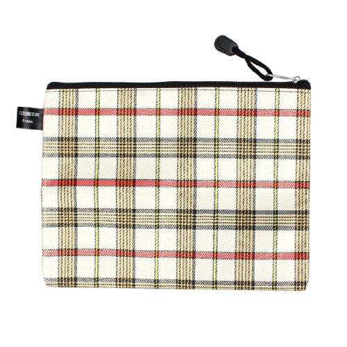 Ruilogod PVC-beschichtete Check-Druck-Zip-Up A5 Papierlineal-Datei-Tasche schwarz rot 9.2 "Länge von Ruilogod