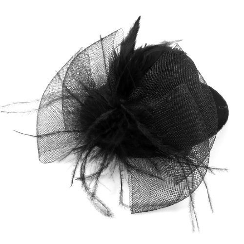 Ruilogod Party Faux Feder Meshy Detail Alligator Top Hut Haarspange Schwarz von Ruilogod