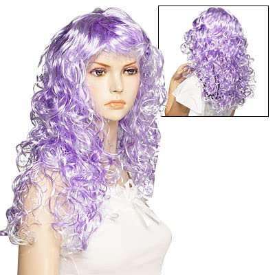 Ruilogod Party Kostüm lockig, dauerhaft lange gefälschte Fauxhaar geneigte Fringe Wigtigy Lila von Ruilogod