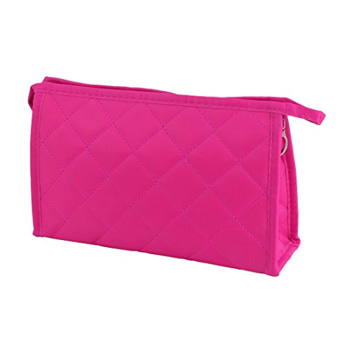 Ruilogod Polyester Damen Plaid-Entwurf Reißverschluss Kosmetik-Organisator-Beutel Fuchsia von Ruilogod