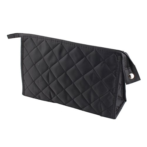 Ruilogod Polyester Frauen Rhombus Muster Reißverschluss Design Toilettenhalter Kosmetiktasche Organizer Schwarz von Ruilogod