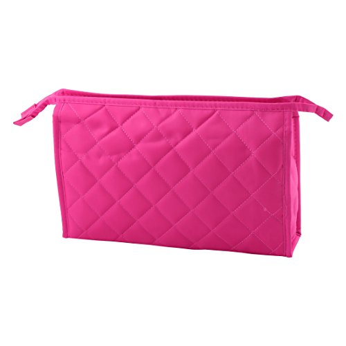 Ruilogod Polyester Plaid Designed Damen beweglicher kosmetischer Organisator-Beutel mit Reißverschluss Fuchsia von Ruilogod