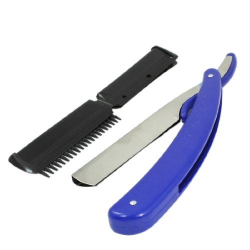 Ruilogod Praktische blaue Kunststoffgriffklinge Rasiermesser Black Kamm Schönheit Haar-Werkzeug-Kits von Ruilogod