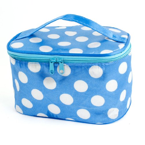 Ruilogod Punkt-Muster-Blau Cosmetic Bag Make Up-Tasche für Frauen Weiß von Ruilogod