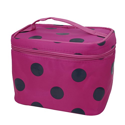 Ruilogod Punkte Muster Cosmetic Makeup Storage Case Organizer Bag Beutel Fuchsie von Ruilogod