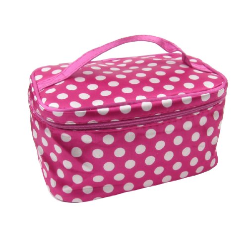 Ruilogod Punkte drucken Fuchsia Polyester Kosmetiktasche Beutel für Damen von Ruilogod