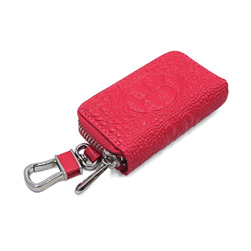 Ruilogod Red Faux Leder Krokodil Design Key Münze Lagerhalter Reißverschlussbeutel für Auto von Ruilogod