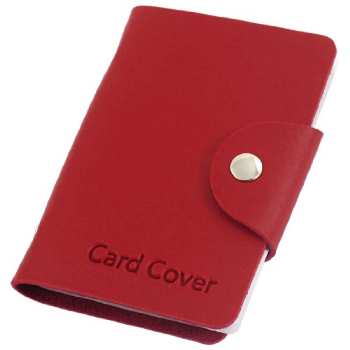 Ruilogod Red Faux Leder Press-Bolzenknopf 10 Slots Card Holding Cover von Ruilogod