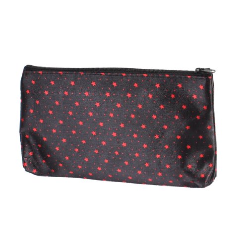 Ruilogod Red Stars Muster Makeup Cosmetic Bag Container Schwarz für Damen von Ruilogod