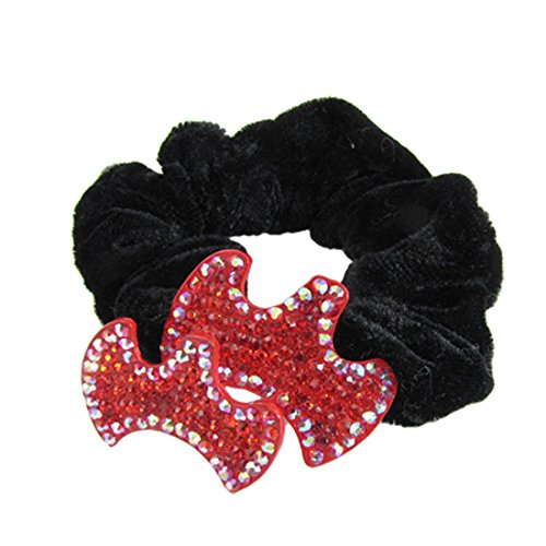 Ruilogod Red Strass Crown Black Velvet-elastische Band-Pferdeschwanz-Haar-Halter von Ruilogod