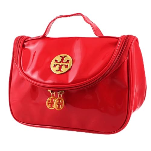 Ruilogod Reisen Nylonfutter Reißverschluss Herauf Makeup Kosmetische Handtasche Tasche rot für Damen von Ruilogod