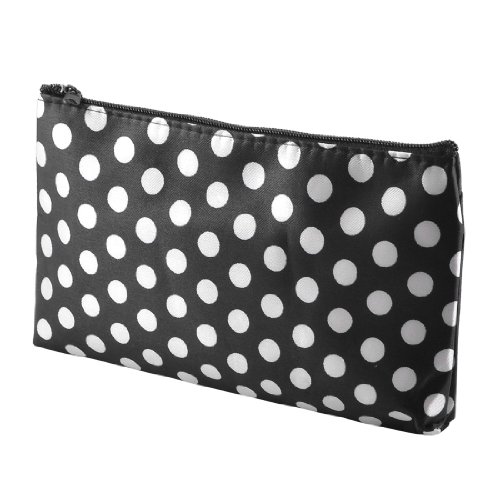 Ruilogod Reisen tragbare tupfen pucke up kosmetische Make-up Tasche Beutel schwarz weiß für Frauen von Ruilogod