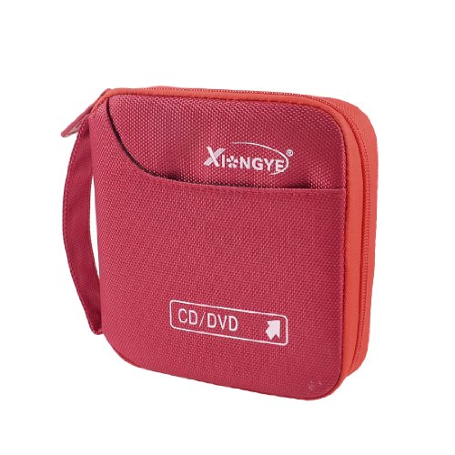 Ruilogod Reißverschluss Handschlaufe 32PCS CDs DVD Disc-Beutel-Halter 15x15x4cm Rot von Ruilogod