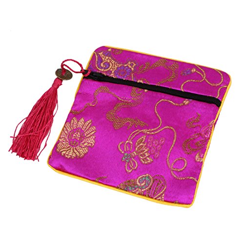 Ruilogod Reißverschluss Kosmetikte Schmuck Geschenk Münzbeutel Geldbörse Tasche Fuchsie von Ruilogod