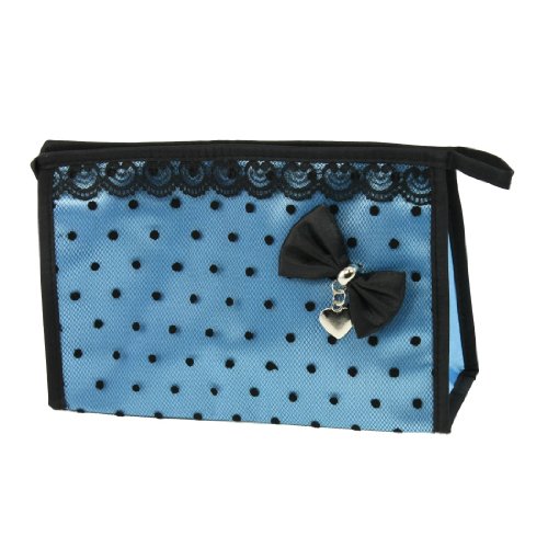 Ruilogod Reißverschluss Schließung Black Dots Mesh Lace Makeup Kosmetik Organizer Handtasche blau von Ruilogod