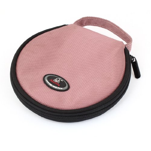 Ruilogod Reißverschluss Schwarz Hellrosa Nylon Shell 20 Kapazität DVD -Organisator-Beutel von Ruilogod