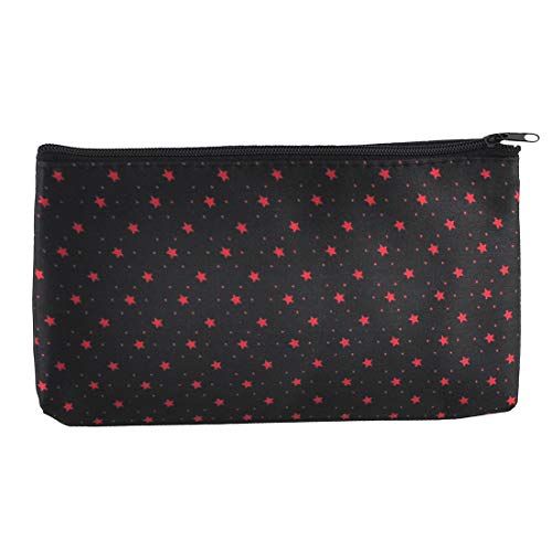 Ruilogod Reißverschluss Sterne Muster Kosmetiktasche Geldbörse Tasche Schwarz Rot Für Dame von Ruilogod