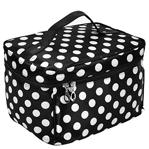 Ruilogod Reißverschluss Weiß Schwarz Tupfen Spiegel Taschen Hand Riemen Kosmetische Make-up-Tasche für Frau von Ruilogod