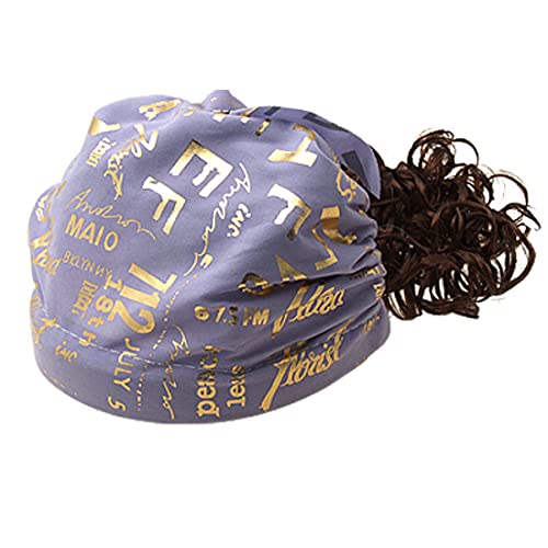 Ruilogod Reizend Mädchen braune lockige Perücke Faux Toupet mit Kappe Bandana von Ruilogod