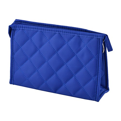Ruilogod Rhombus Muster Polyester Lady Frau Kosmetik Make-up Reißverschluss Halter Tasche Blau von Ruilogod