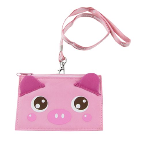 Ruilogod Rosa Cartoon-Schwein-Zip-Beutel-Namensschild-Halter Pass Fall nach oben von Ruilogod