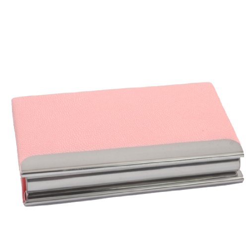 Ruilogod Rosa Faux-Leder-beschichteter Metall-Magnet-Verschluss-Visitenkarten-Gehäusehalter von Ruilogod