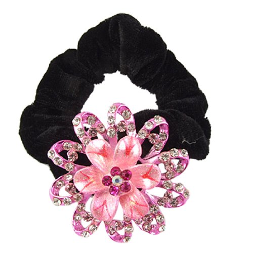 Ruilogod Rosa Fuchsia Dual Layer Blume Strass Haarband von Ruilogod